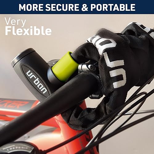 Miniatura 8 de Urban XK120 - Cadena antirrobo con llave, cerradura de seguridad para motocicleta, scooter y bicicleta, acero endurecido, 47.2 in, larga protección