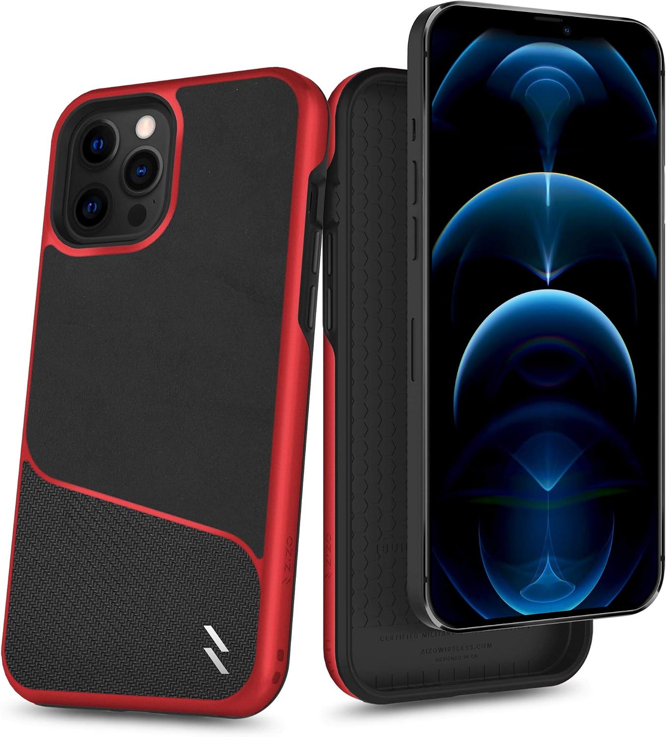 ZIZO Division Series for iPhone 12 Pro Max Case - Sleek Modern Protection - Black & Red