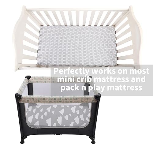 Miniatura 3 de Onacosht Pack n Play Sheets - Juego de 3 sábanas unisex para bebé, tejido elástico, portátil, de punto de jersey, funda de colchón para cuna