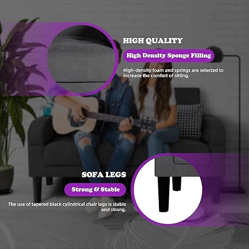 Miniatura 42 de TYBOATLE Juego de 2 sillas decorativas para sala de estar, acogedoras sillas decorativas negras copetudas modernas de mediados de siglo con brazos