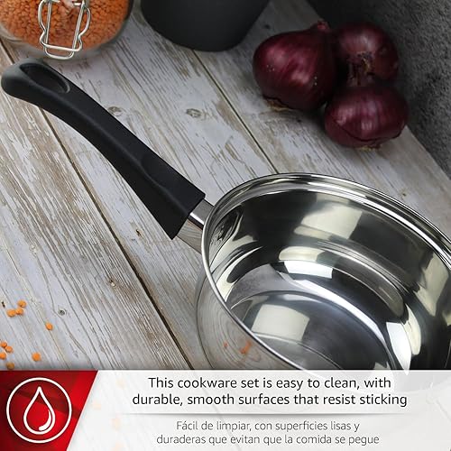 Miniatura 5 de MAGEFESA STYLE - Juego de utensilios de cocina de acero inoxidable de 5 piezas, incluye olla, horno holandés/olla para estofado, cacerola,