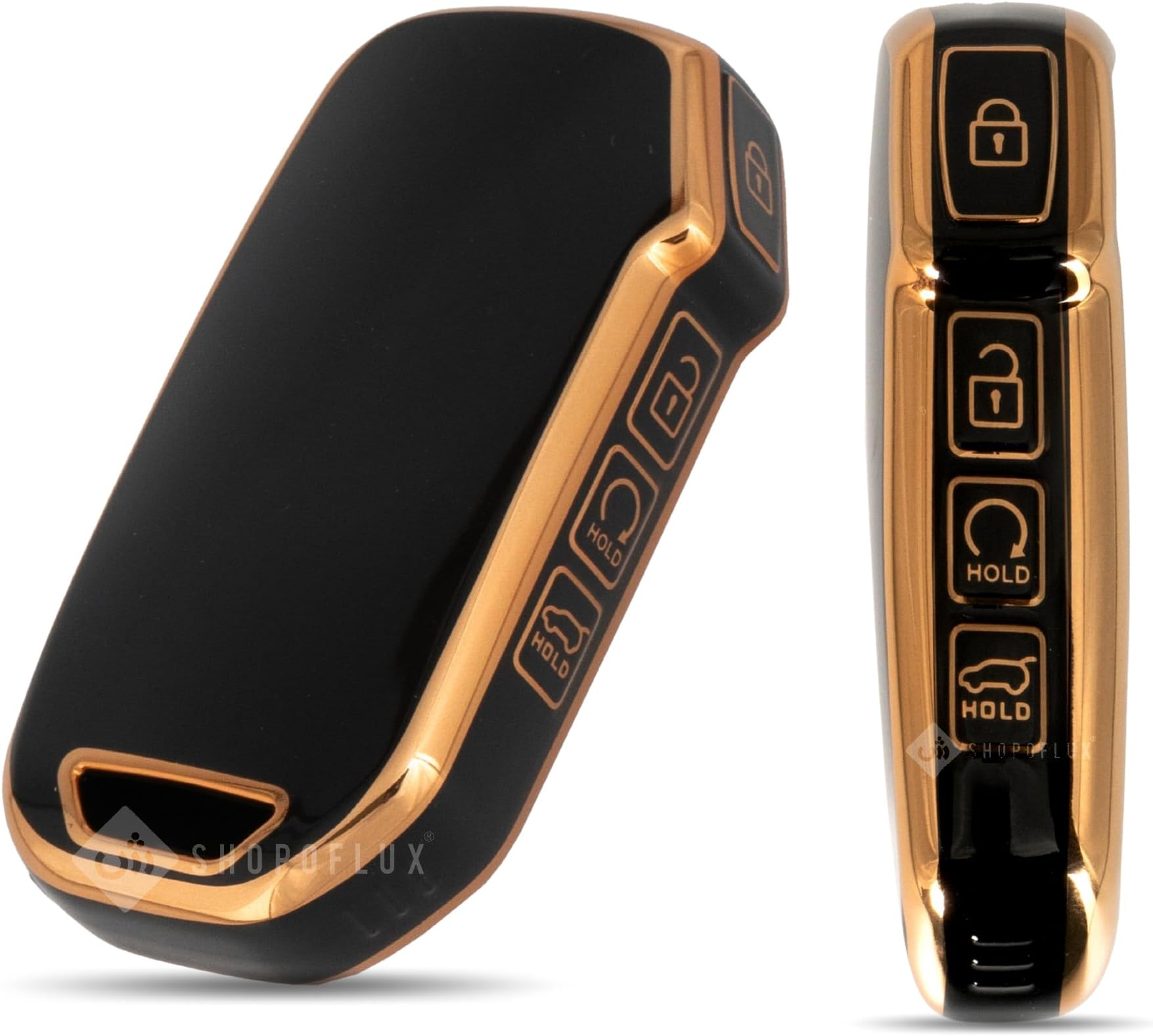 SHOPOFLUX TPU Key Cover Compatible with Kia Seltos 2024 2023 Facelift HTX | Carens Clavis X Line | Sonet Facelift 4 Button Smart Key (Black)