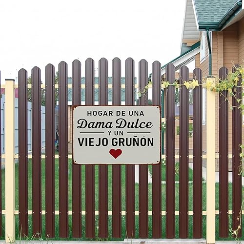 Miniatura 7 de Letrero de metal con texto en inglés Hogar De Una Dama Y De Un Grunon, vintage, divertido, retro, cocina, dormitorio, sala de estar, 8 x 12