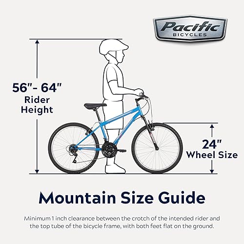 Miniatura 6 de Pacific Bicicleta deportiva de montaña para adultos, jóvenes, hombres y mujeres, ruedas de 24 a 26 pulgadas, cambiadores de giro de 18 velocidades,