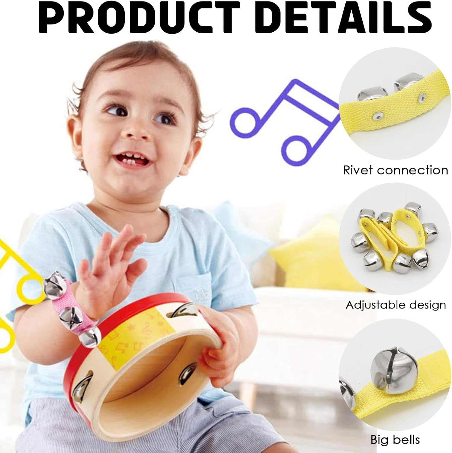Band Wrist Bells 60 Pcs,Wrist Band Jingle Bells, Jingle Bells Instruments, Adjustable Musical Hand Bells Set, Musical Hand Bells Set Party Supplies Music Percussion Gifts,12 Colors