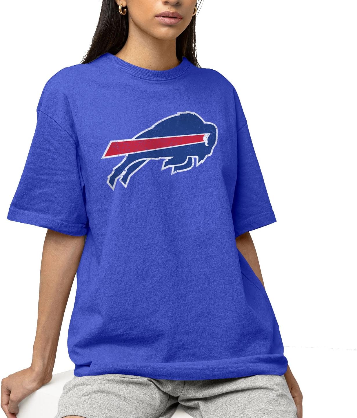 Hybrid Sports NFL - Buffalo Bills - Distressed Team Logo - Men's and Women's Short Sleeve T-Shirt - Size Large Buffalo Bills - Royal Blue - Image 2