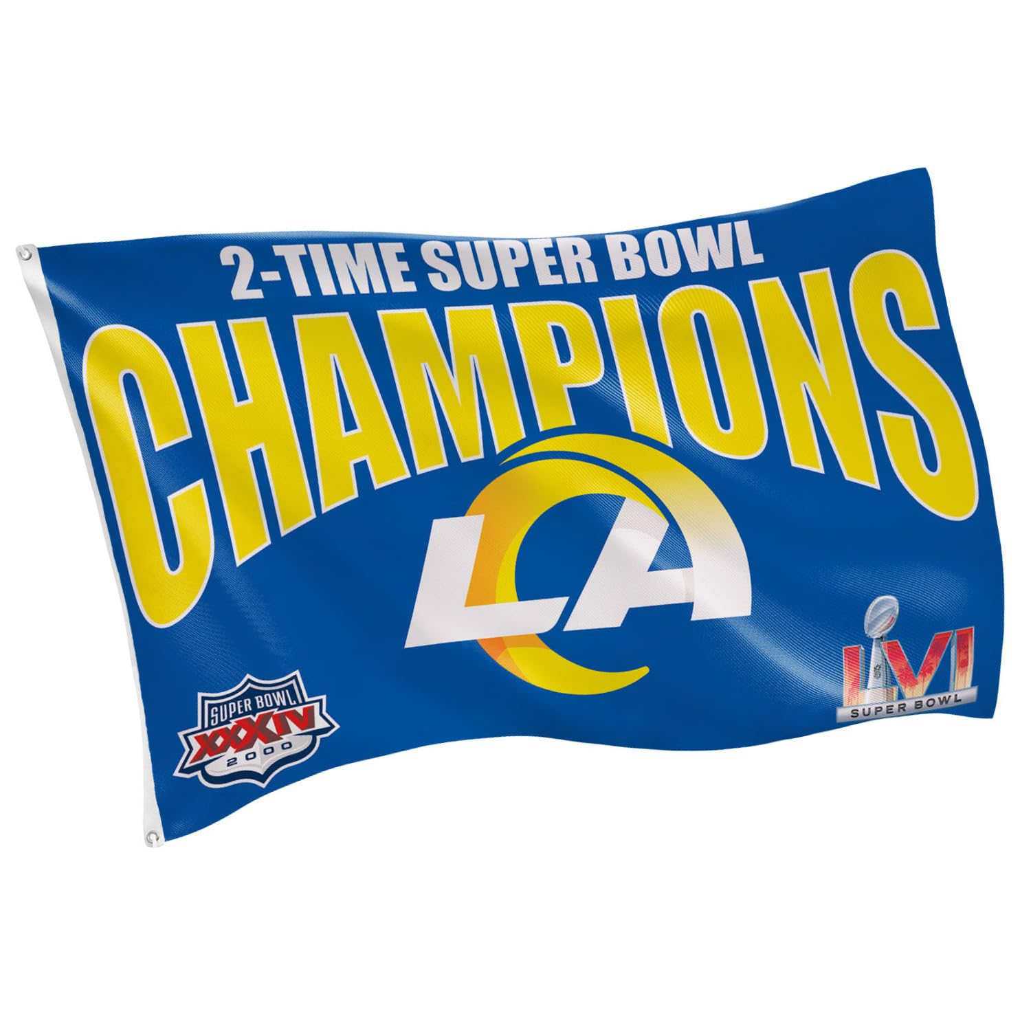 Team Sports America NFL LA Rams Multi-Win Superbowl Champions 3x5 Flag for Outside with Grommets | Outdoor & Indoor | Heavy Duty Flag & Banner | Works with Flag Pole for Outside House