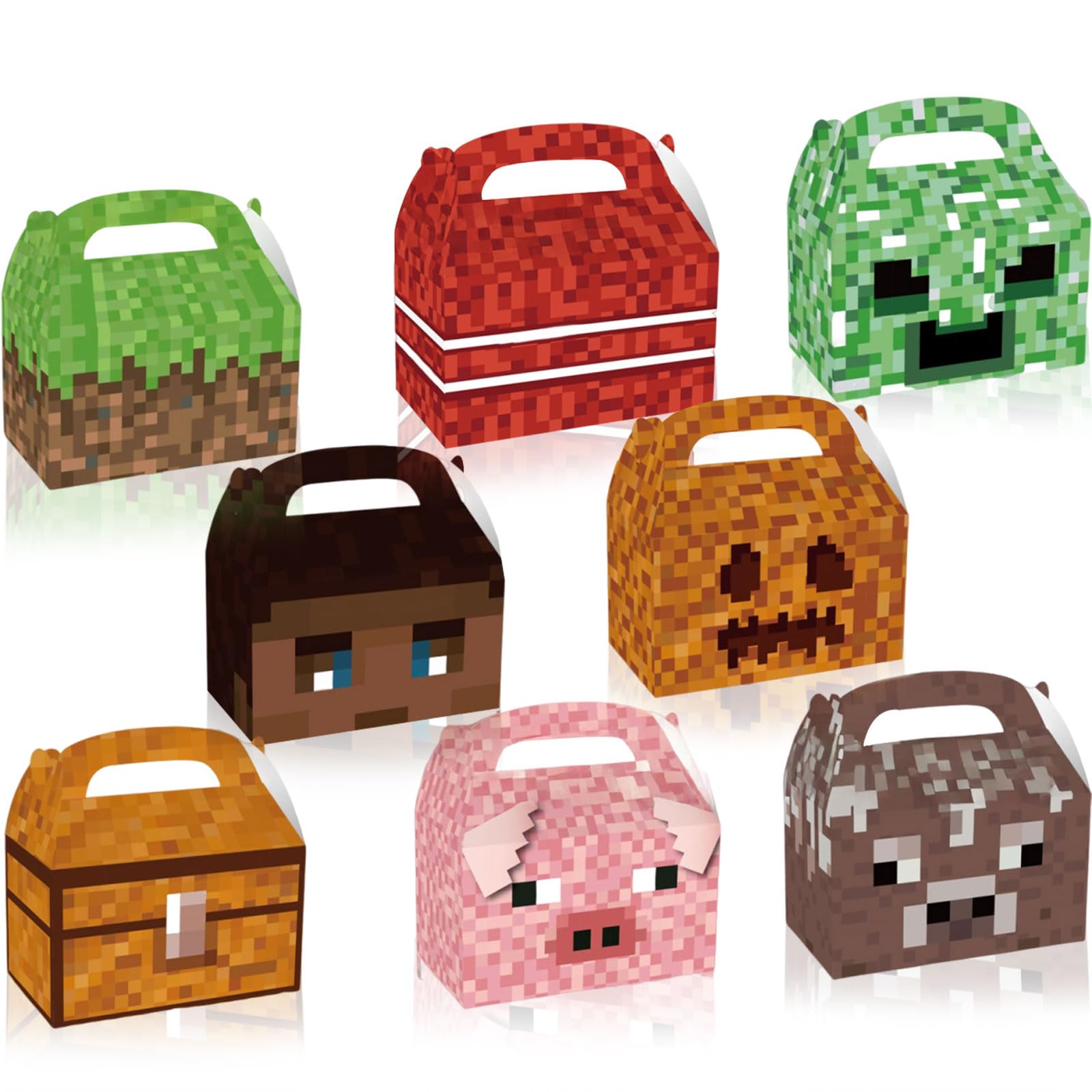 24 Pcs Pixel Style Party Gift Packaging Box, Game Theme Small Gift Boxes, Dessert Packaging Boxes, Birthday Party Supplies