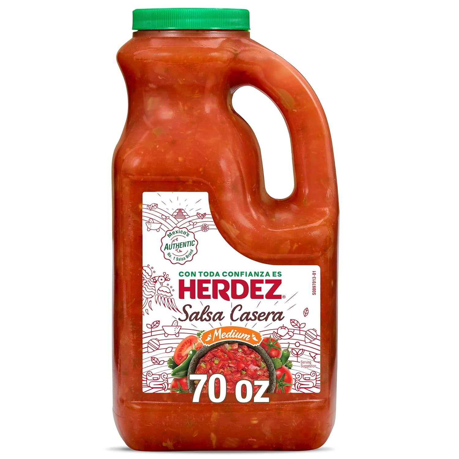 Herdez Salsa Casera Medium 70 oz Jug - Authentic Mexican Homestyle Salsa for Tacos, Chips, Dips & Meals