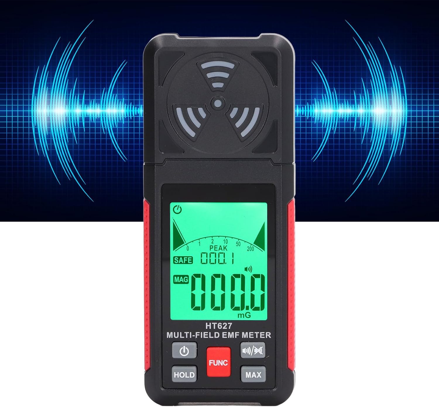 KLUFO EMF Radiation Meter Detector with Sound Light Alarm, Digital EMF Tester Electromagnetic Radiation Detector