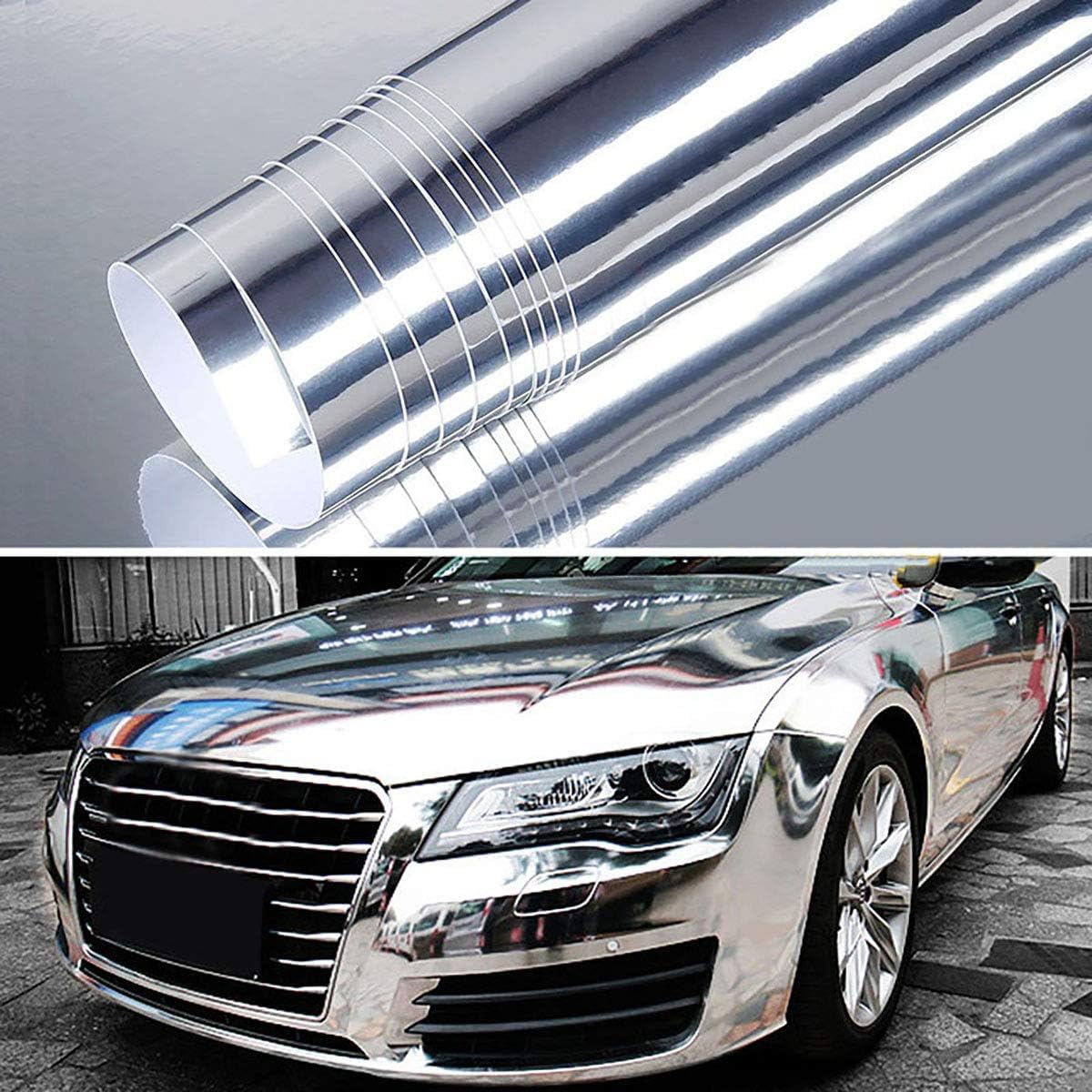 HOME13™ Vinyl Chrome Silver Mirror Wrap Adhesive Car Sticker Decal Film (12X38, Silver Chrome Wrap)-image-22