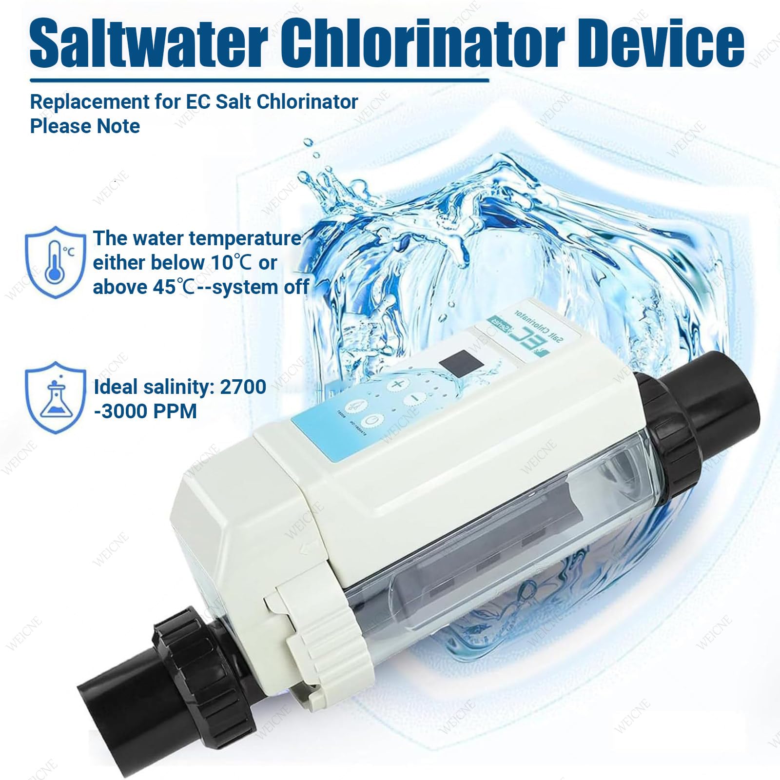 Électrolyseur Au Sel pour Piscine, Chlorateur Au Sel avec Indicateur De Salinité, Système pour Piscine Au Sel, 8/12/16/20 G/H EC20