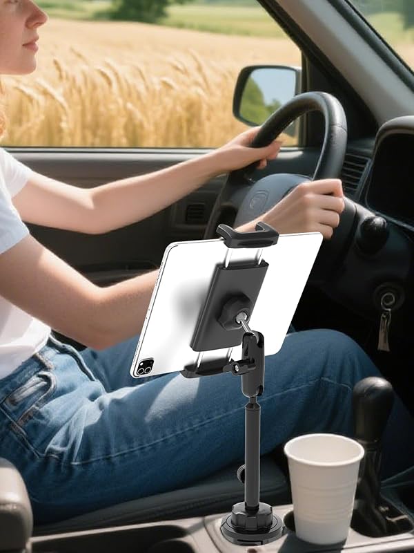 LYFICCS Car Cup Holder Tablet Mount, [Heavy Duty Telescopic Arm] 720° Rotation Tablet Holder for Golf Cart Truck, Cupholder Tablets and Phones Mount for 4.7-13" iPad, Galaxy Tab, Fire HD & iPhone by LYFICCS - Used condition - Image 6