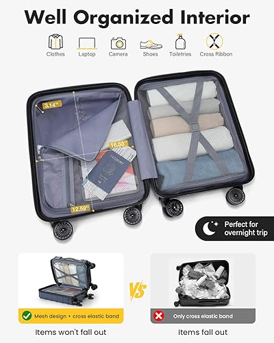 Miniatura 4 de Lekesky Maleta de mano de 16 pulgadas para debajo del asiento, aprobada por aerolíneas, maleta rígida con bloqueo TSA, ruedas giratorias ligeras