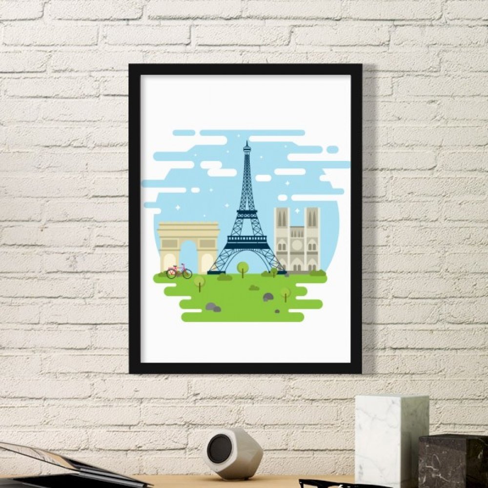 Cadre photo Tour Eiffel motif architecture drapeau France pour deco murale personnalisee