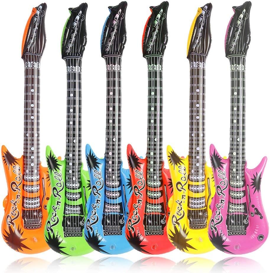 CCINEE 12Pack 35 Inch Novelty Inflatable Rock Star Guitar Toys Assorted Color for Children Party Accessories Favors