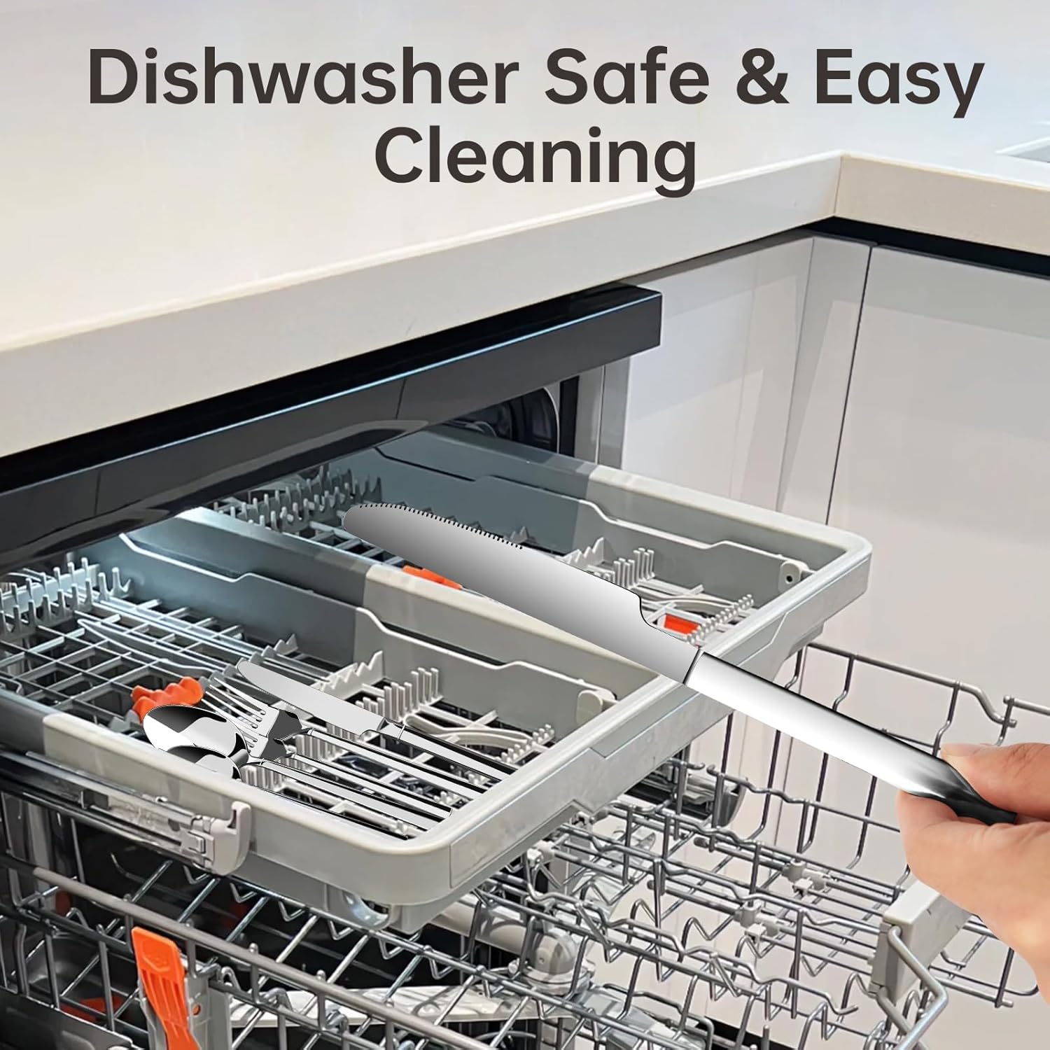 WANGYUANJI 20-Piece Stainless Steel Flatware Set for 4, Modern Mirror Polished Silverware Set, Heavy-Duty Cutlery with Ergonomic Square Handle, Dishwasher Safe Tableware for Home, Kitchen, Restaurant