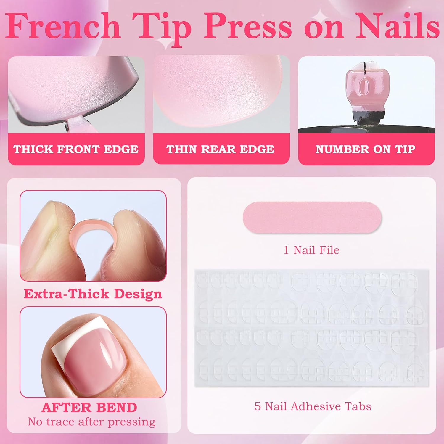AddFavor Toe Nail Press ons - 150pcs Press on Toenails for Women, French Tip Toe Press on Nails Fake Toe Nail Tips Square Fake Toenails in 15 Sizes Full Cover Acrylic Toenail with Adhesive Tabs