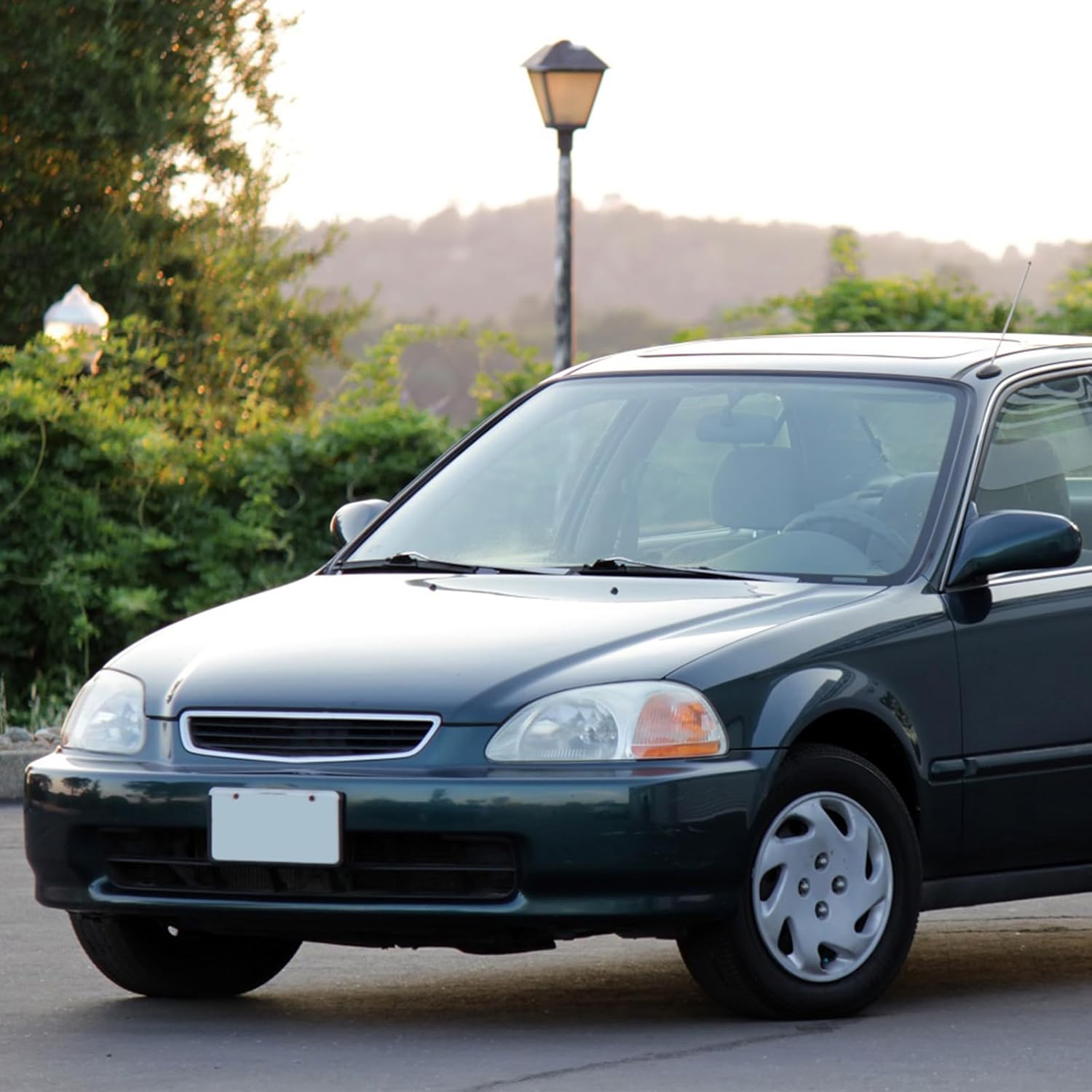 Headlight Assembly for 1996 1997 1998 Honda Civic EK compatible with 96 97 98 Civic EK Headlamp with Chrome Housing Amber Reflector Left and Right Pair