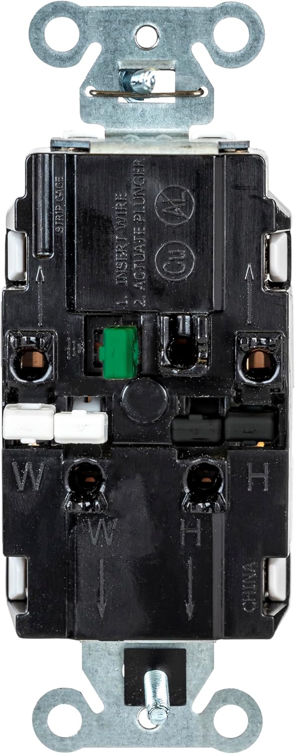 EdgeConnect 1-Gang 2-Pole 3-Wire 15A 125V Commercial-Grade Screwless-Terminal Decorator Receptacle Outlet for Straight Blade Devices White DR15STW, Fast Install Outlet, 10-Pack