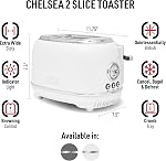 HADEN Chelsea 2 Slice toaster large fente avec un plateau de croûte amovible et des paramètres de contrôle Ivoire et Chrome