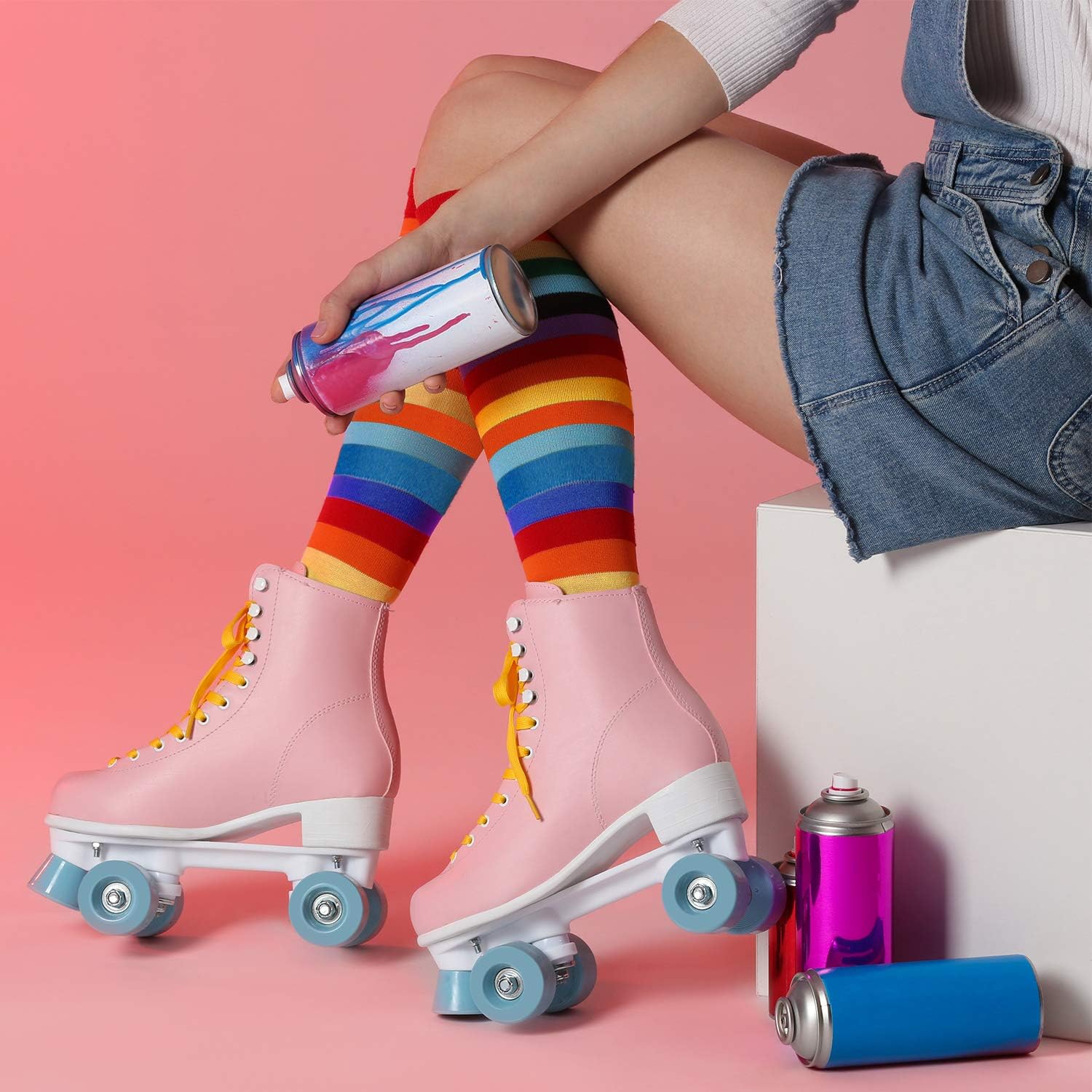 Syhood 2 Pairs Rainbow Toe Socks Women Finger Separated Striped High Socks with Toes for Christmas Gift Women - Image 6