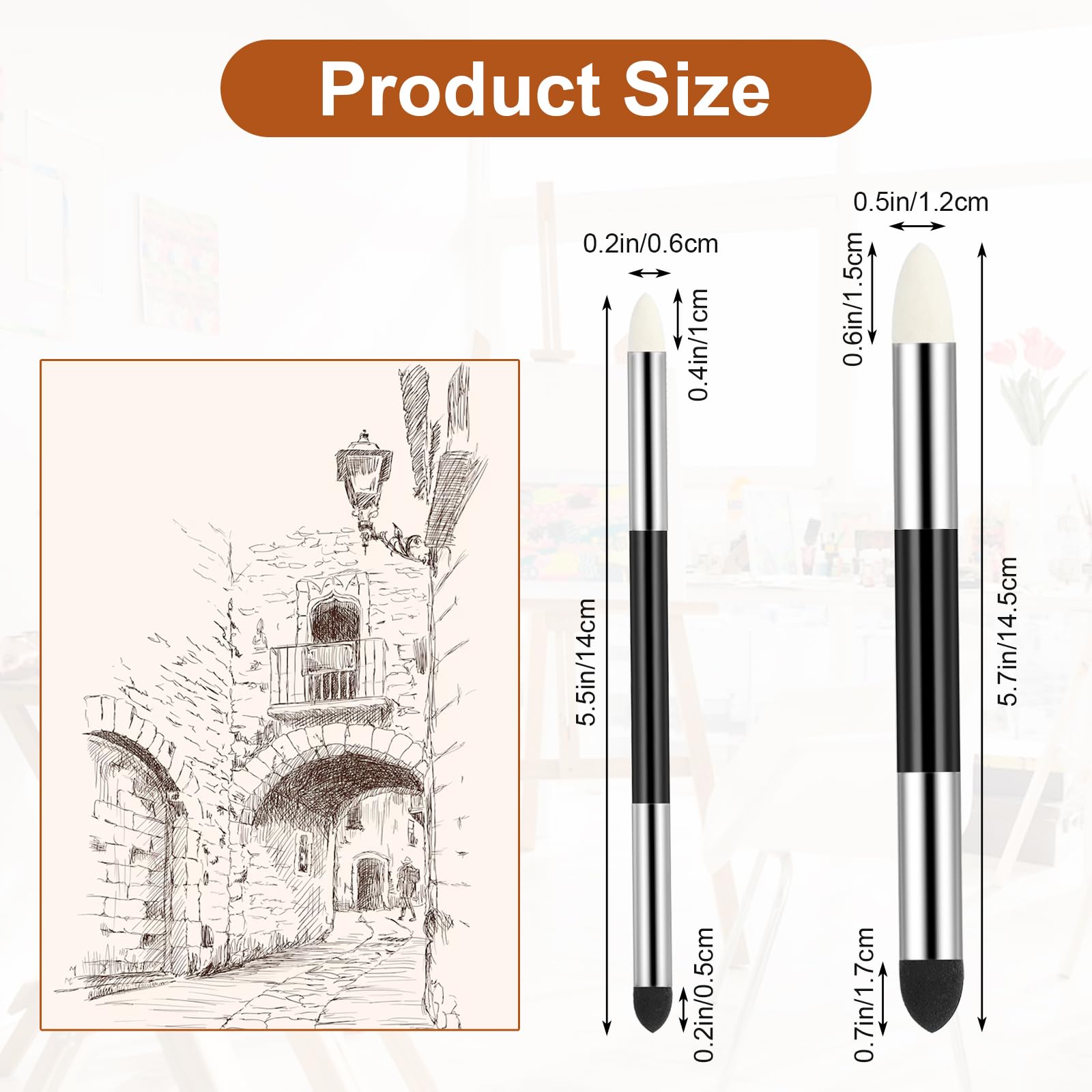 Blending Sponge Pens - 6 Pack for Artists -2 Blending Sponge Pens - 6 Pack for Artists -2