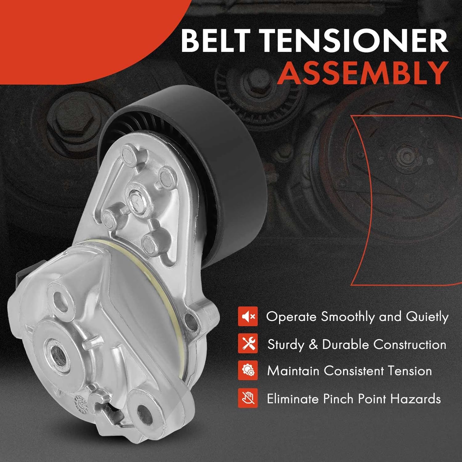 A-Premium Belt Tensioner Assembly with Pulley Compatible with Lexus IS F 2008-2014, RC F 2015-2018, GS F, LS460, GS460, LC500 2018, Replace# 166200W130, 16620-0W130