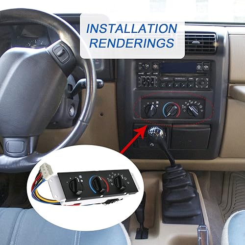 Miniatura 6 de Panel de control del calentador de aire acondicionado HVAC con interruptor del motor del ventilador para Jeep Wrangler TJ 1999-2004 Reemplazar #