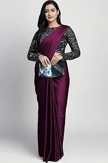 Mera Enterprise Women's Satin Silk Plain Saree