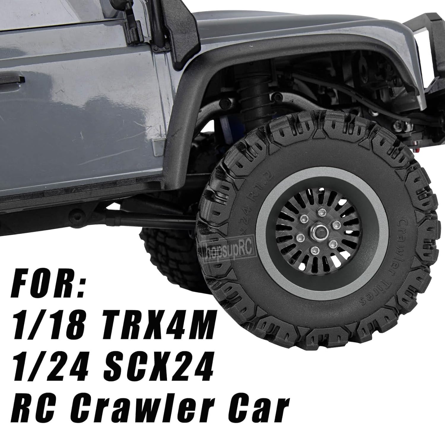 RC Carbon Fibre1.2in Beadlock Wheel Rim&1.2in Tires Tyres for 1/18 TRX4M 1/24 SCX24 RC Crawler Car.Wheel Hub Rim Wheel Rim 1.2inch Beadlock.Titanium(4PCS)
