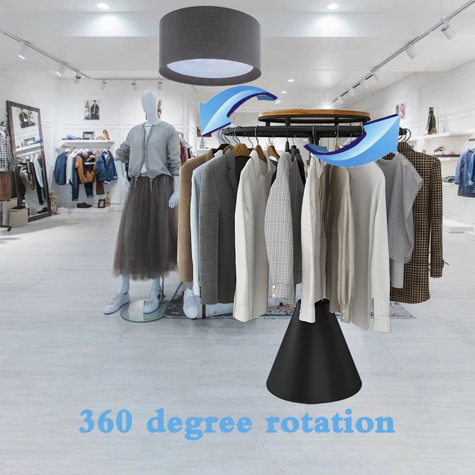 Ciężki obrotowy okrągły wieszak na ubrania – ekspozycja na ubrania do butików detalicznych na kostium i płaszcz nizer (srebrny 70 cm / 27.5in)
