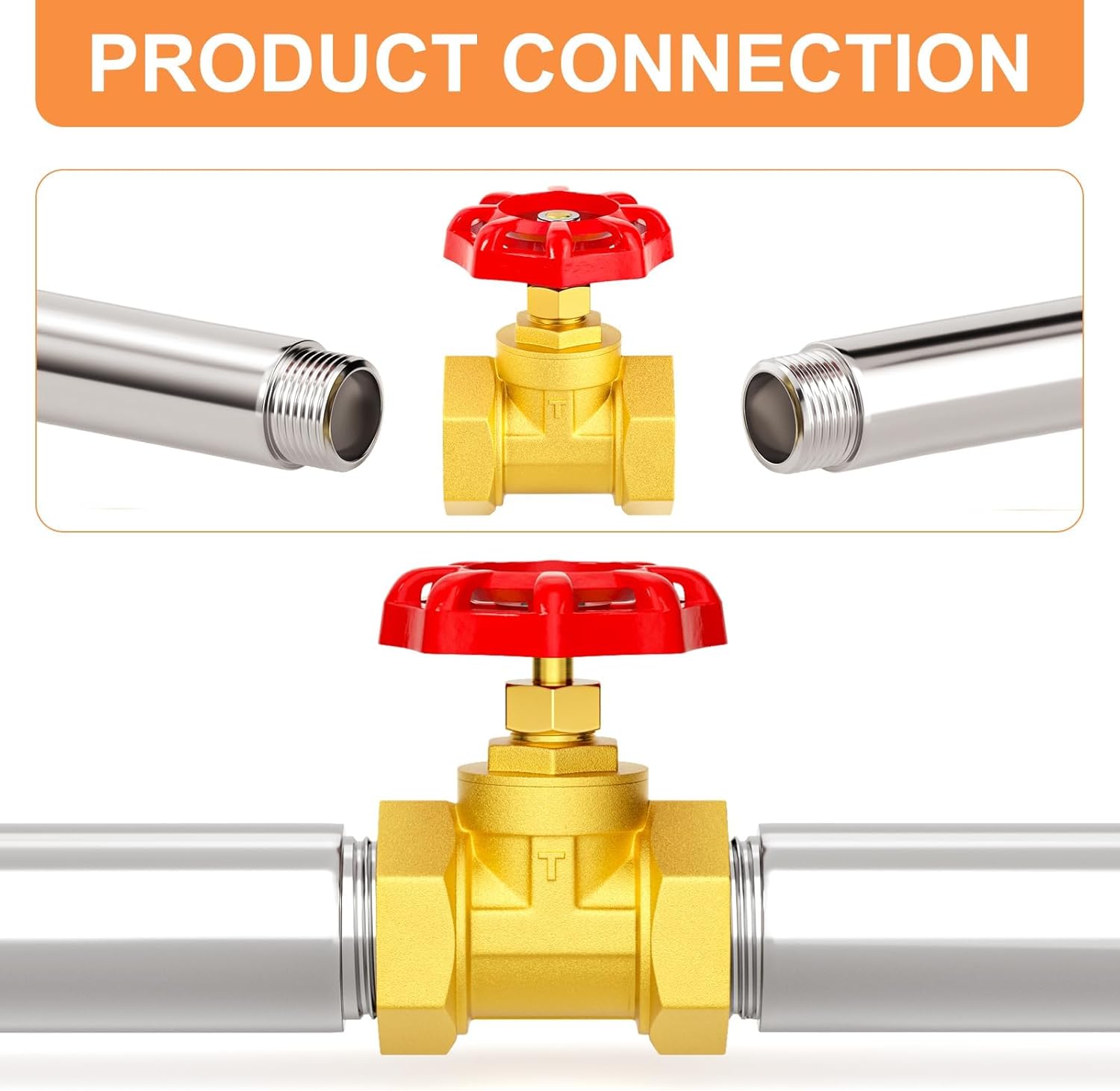 GASHER Brass industrial Globe Valve, DN50 2" Female with Wheel Handle, Heavy Duty Globe Valve Tool For Water, Oil, Gas 1Pc