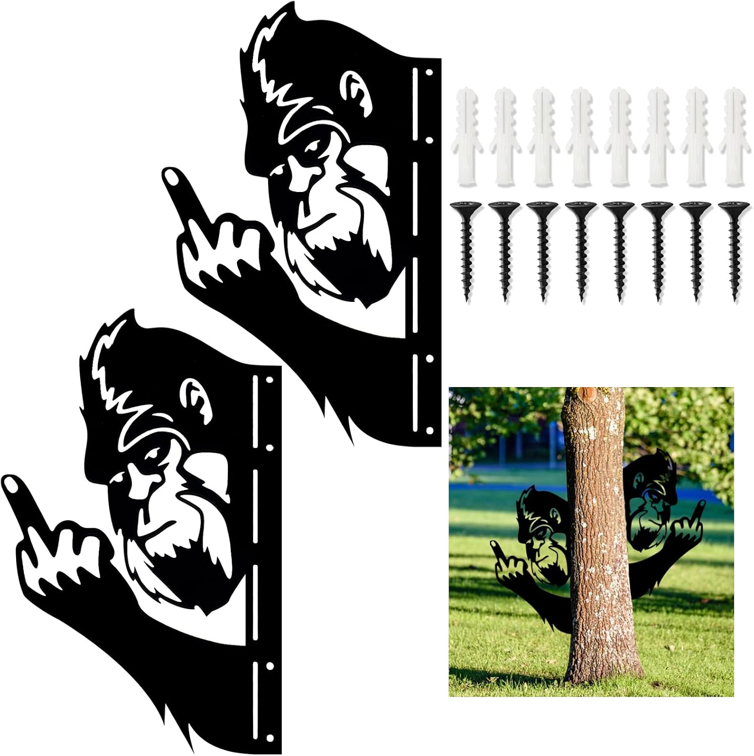 2 Pack 13 Inch Bigfoot Yard Decor, Funny Metal Sasquatch Signs