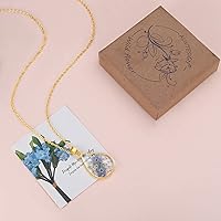 Vista 4 de Forget-Me-Not and Queen Anne's Lace Pressed Wildflower Necklace Gold Pressed Flower Necklace Personalized Handmade Necklaces