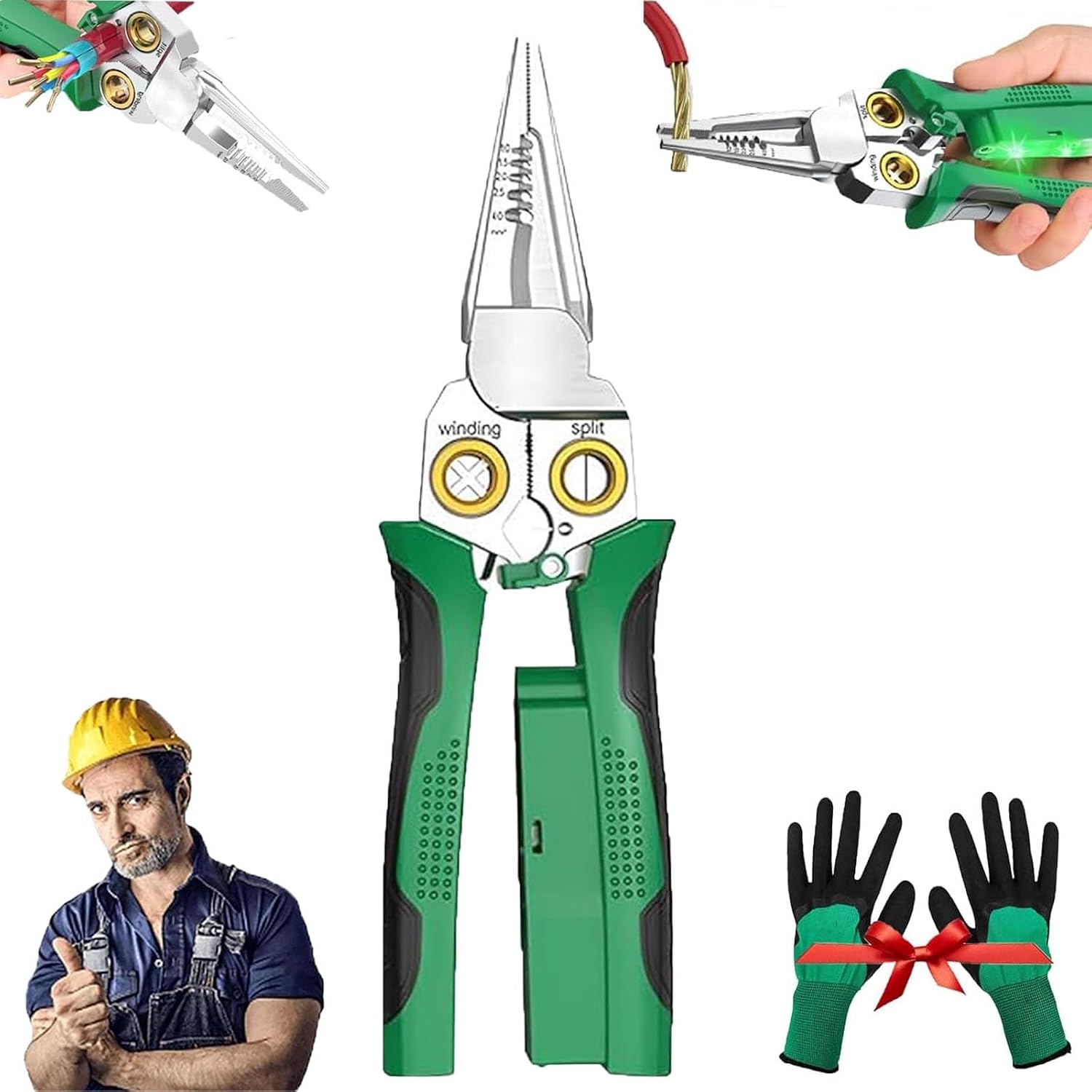 8 in 1 Wire Stripper Twister for Cutting and Pulling Wires Cable Scissors,Voltage Tester Pliers, 8 in 1 Wire Stripper Twister, Electrician Tester Repair Tool(2PCS)