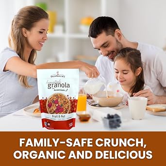 Erin Bakers Homestyle Fruit and Nut Granola with Ancient Grains - Made from Natural Ingredients, Crunchy Texture, Versatile Snack or Cereal - Vegan Friendly, Non-GMO, Resealable 12oz Bags, 6Pack