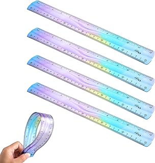 4 PCS Flexible Ruler 12in Bendable Ruler, with Centimeters and Inches, Suitable for Schools, Classrooms, Offices, Children and Adults, Can Be Used as a Gift (Color)