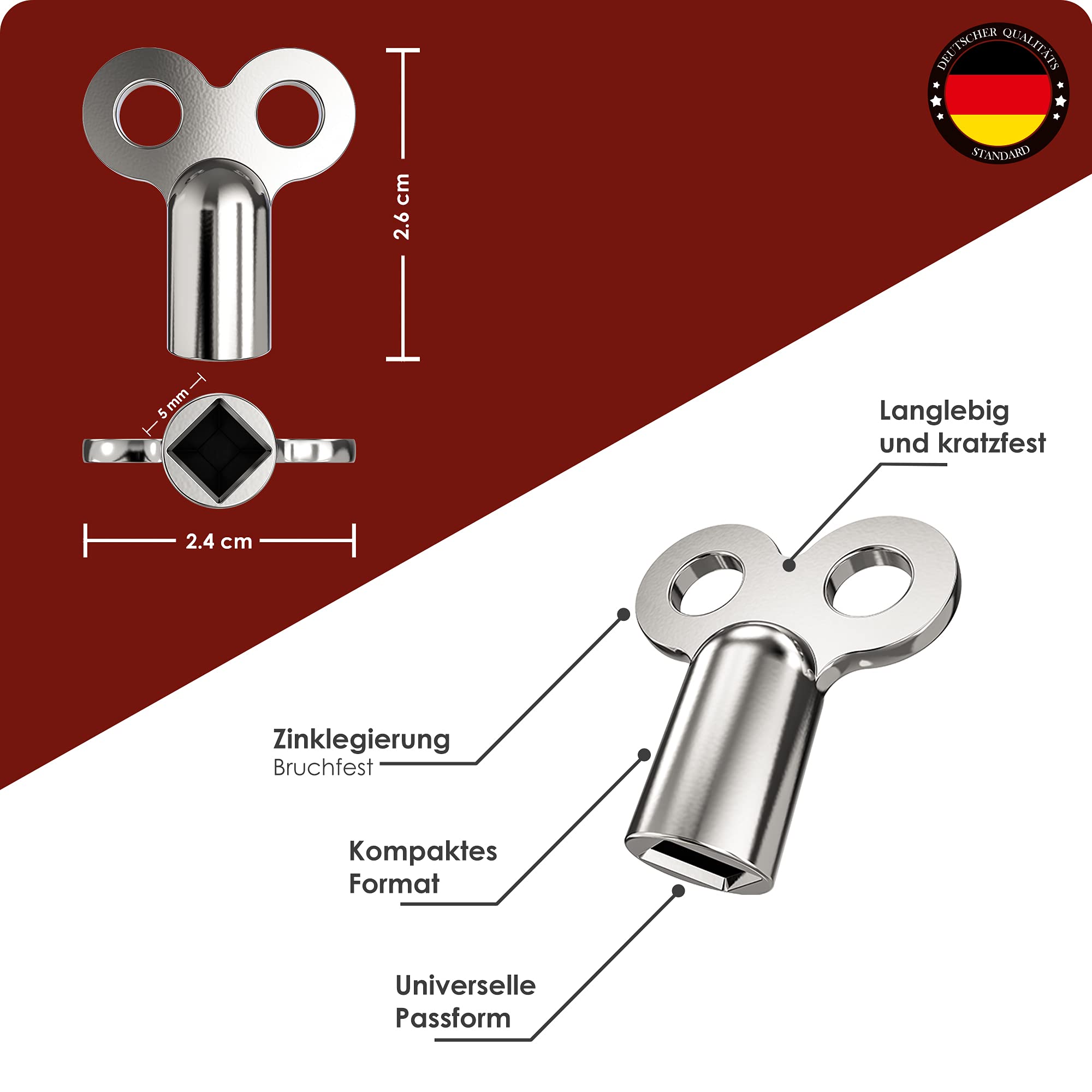 3x WEIDEBACH® klucz do odpowietrzania grzejników, do wszystkich grzejników klucz odpowietrzający, ROBUSTNY & STABILNY, zmniejsza hałas, odpowietrzacz grzejnika