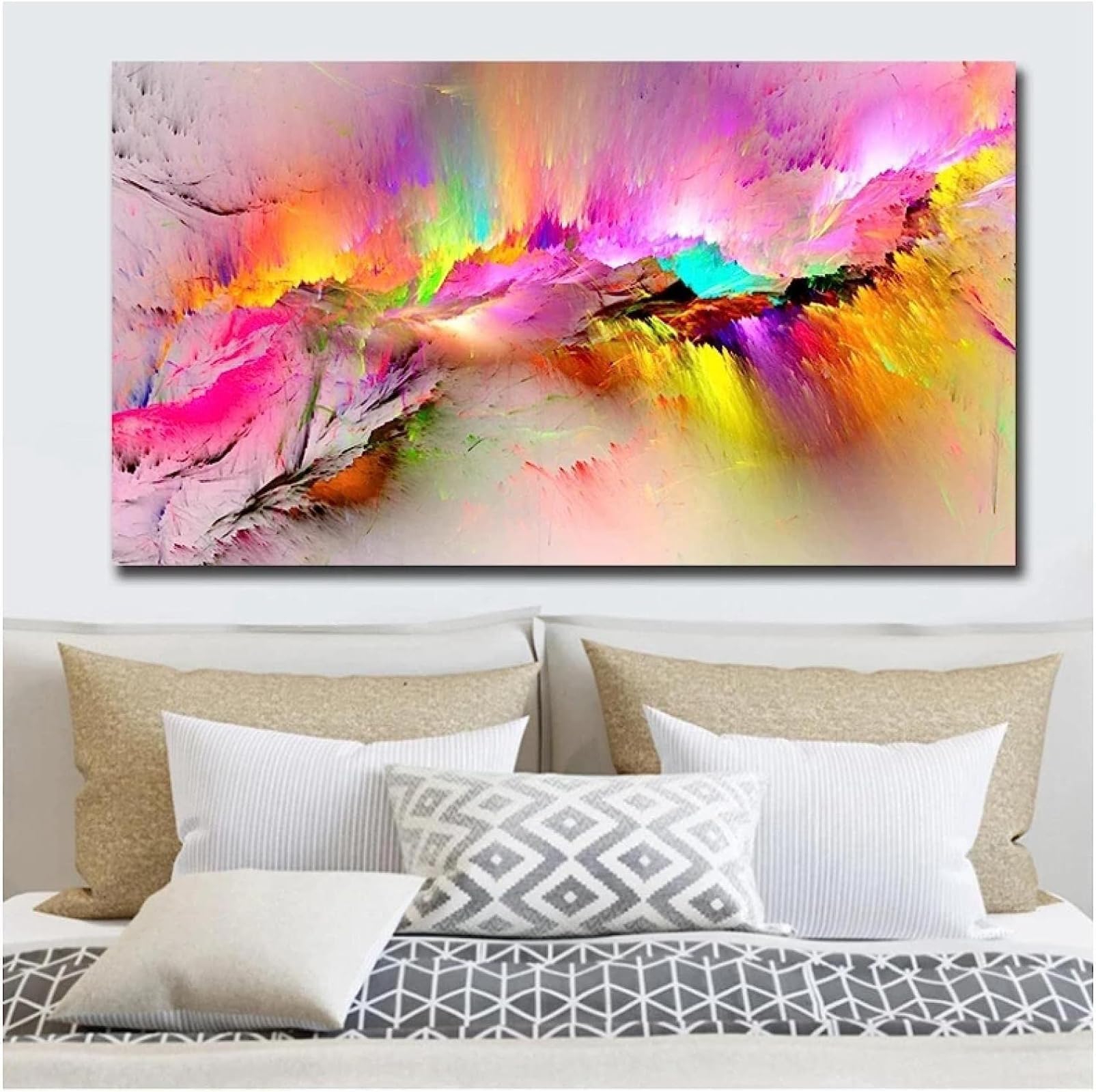 Leinwand Bilder Abstrakte Bunte Wolke Malerei Poster Kunstdruck für Küche Wandbilder Deko (Rahmenlos) (50X70CM)