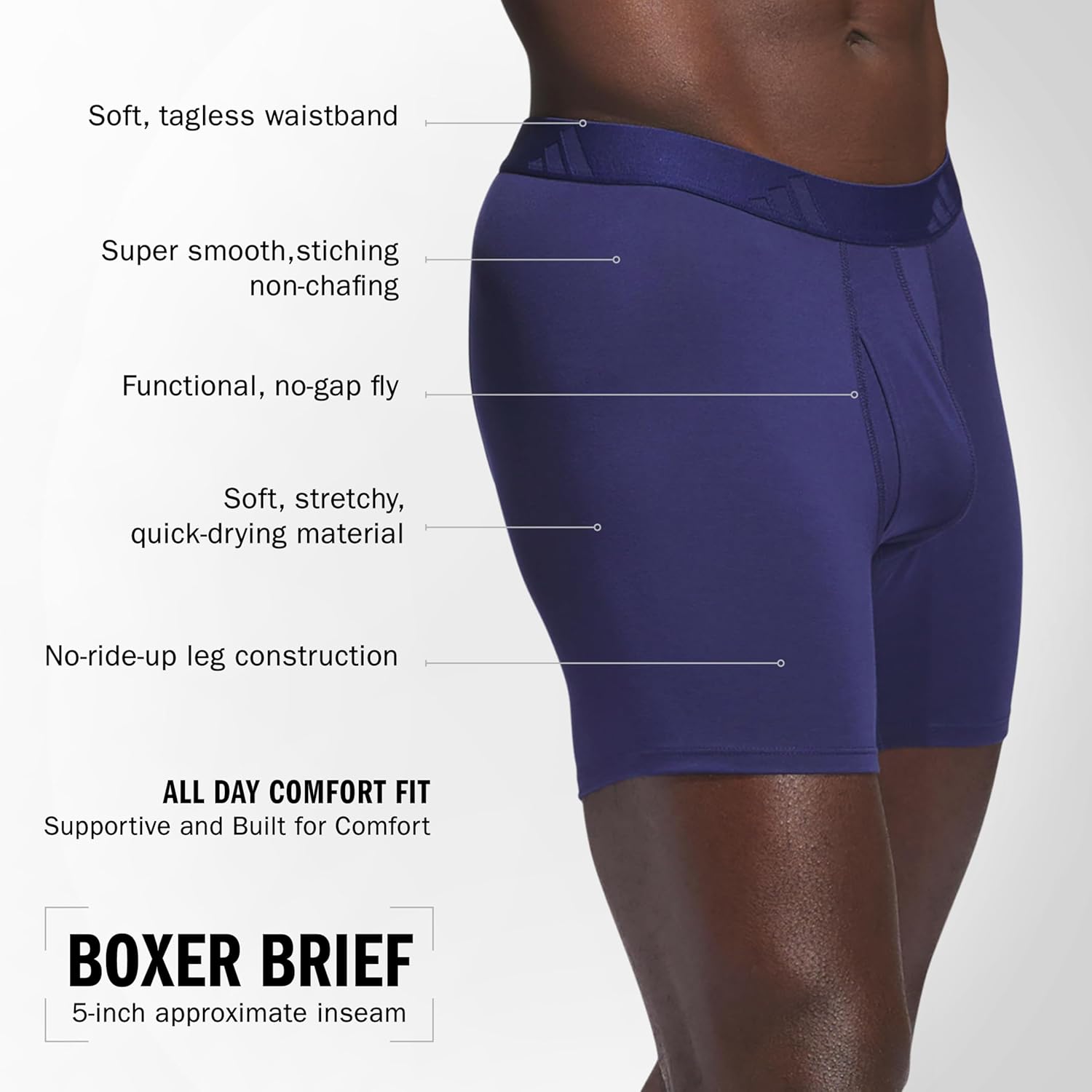 adidas mens Boxer Brief Underwear (3-pack) Luxe Comfort Ultra Soft Rayon Blend - Image 4