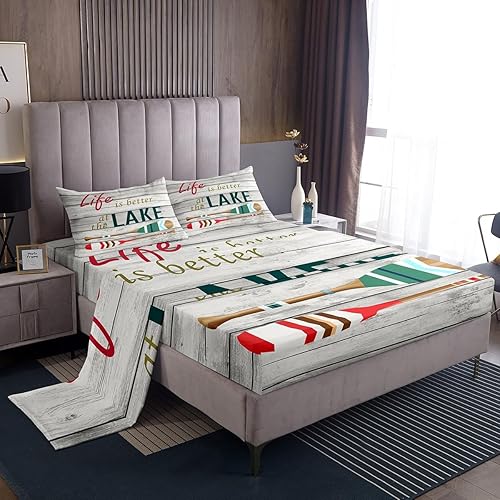 Vista 143 de Juego de sábanas para cámper tamaño matrimonial para niños y niñas, sábanas de madera para adolescentes de Happy Camping Farm, accesorios de Multi 04