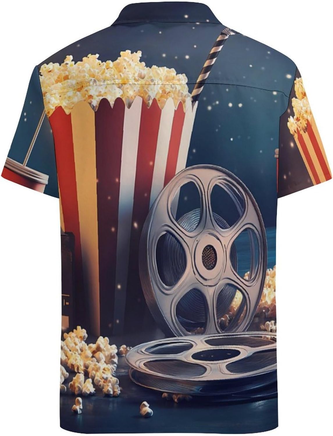 Movie Theater Mens Long Sleeve Button Up Shirts Hawaiian Printed Beach Shirt Casual Tops S