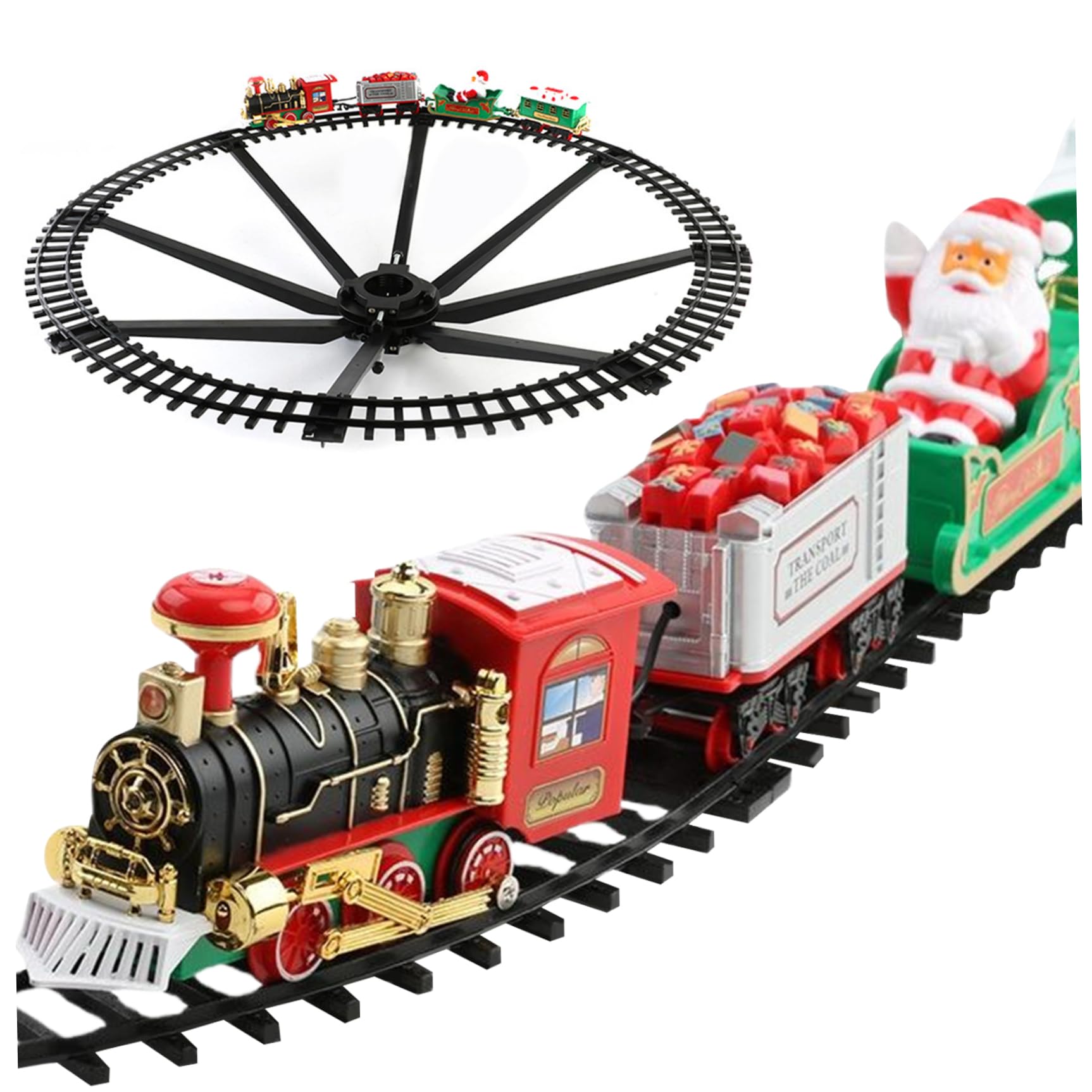 Set di treni di Natale, treno elettrico con binario, suono e luce, giocattolo interattivo per la decorazione dell'albero natalizio dei bambini