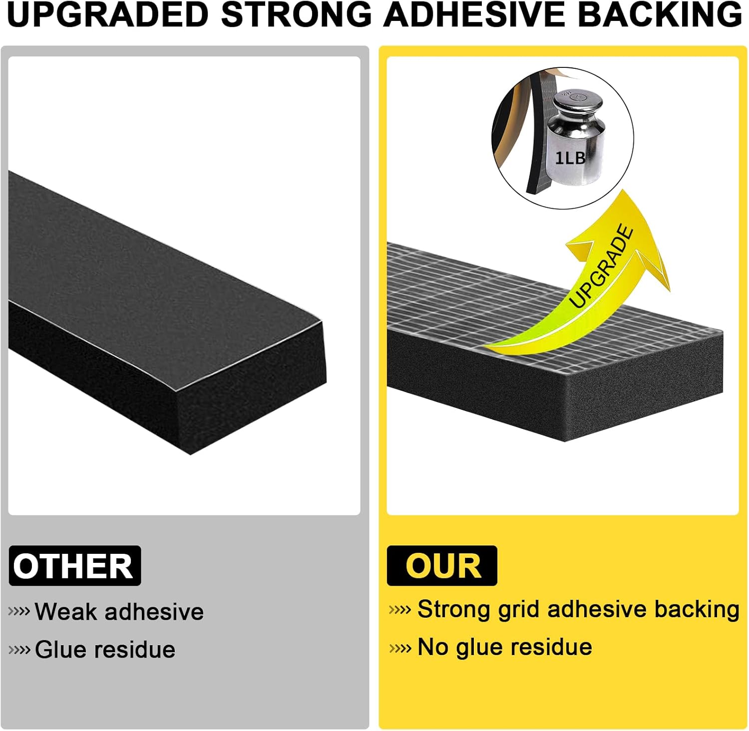CR Foam Door Weather Stripping, 1 in x 1/2 in x 10Ft Black Foam Weather Strip, Thick Wide Strip for Local Medium-Large Gap Sealing