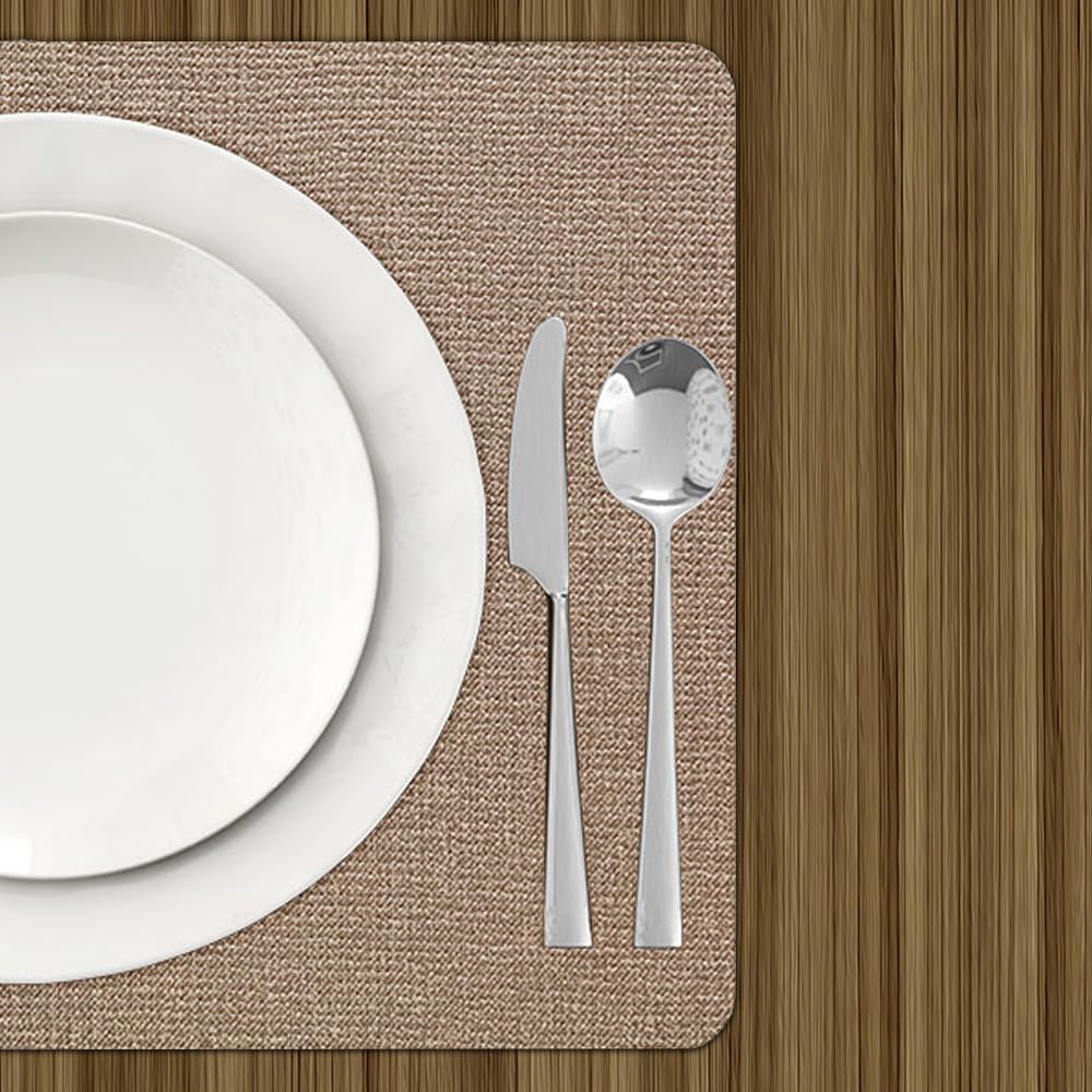 Jogo Americano 6 Peças Mesa Posta Retangular Couro Lavável Jantar Cozinha Café da Manhã