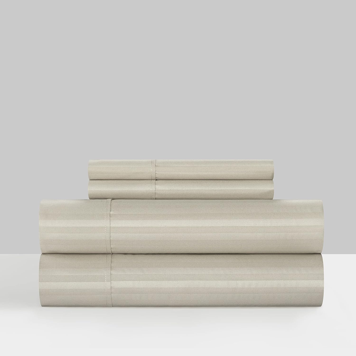 Chic Home Siena 4 Piece Sheet Set Solid Color Striped Pattern Technique – Includes 1 Flat, 1 Fitted Sheet, and 2 Pillowcases, Queen, White