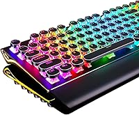 RK Royal Kludge S108 Retro Typewriter Mechanical Keyboard - 108 Keys Blue Switches RGB Backlight Wrist Rest Black