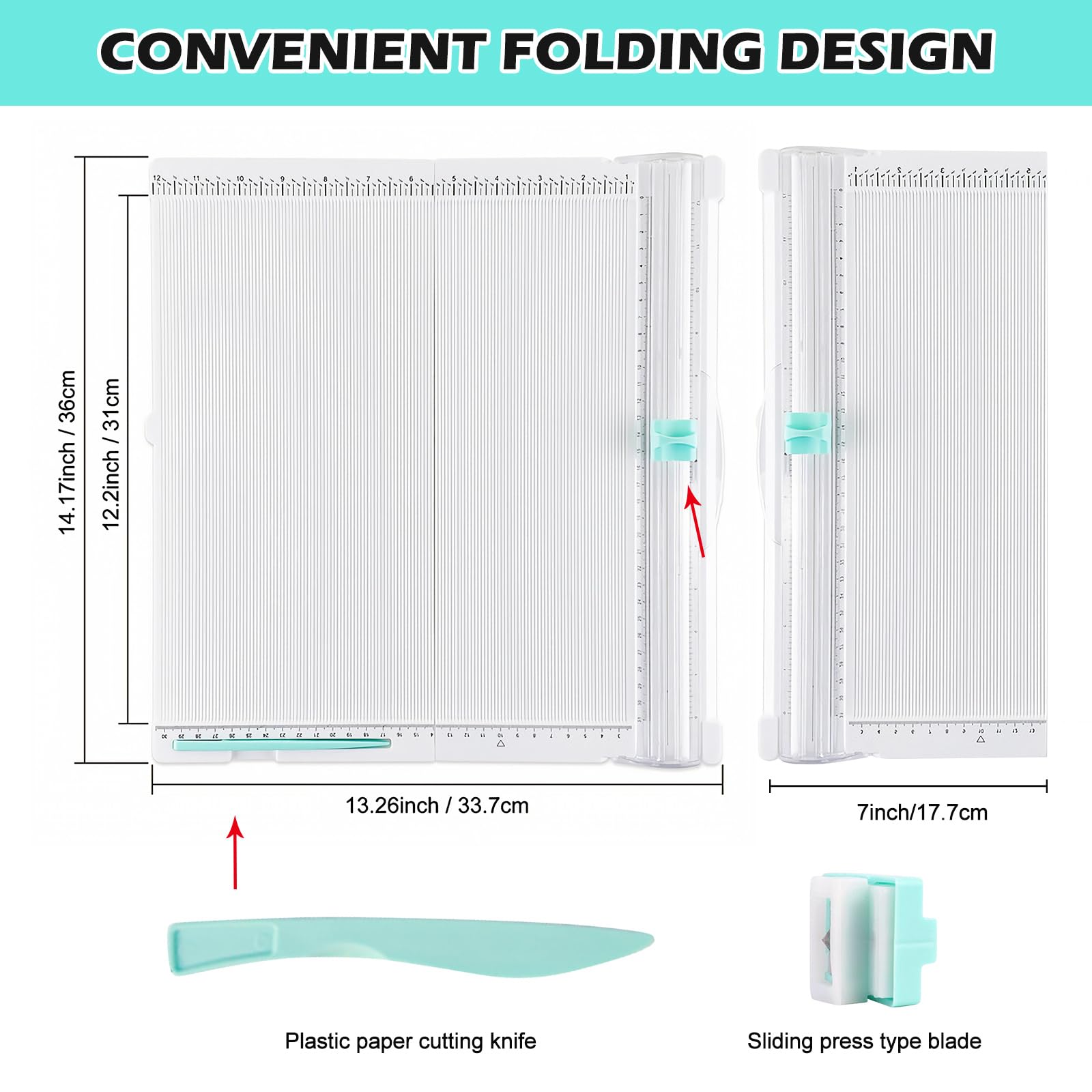 Coupe-Papier Et Tableau De Bord 2 En 1, Massicot A4 Avec Fonction Pliage, Coupe Papier, Coupeur Guillotine Portable, Planche De Taille Et De Découpe Pour Faisant Du Scrapbooking, Bureau