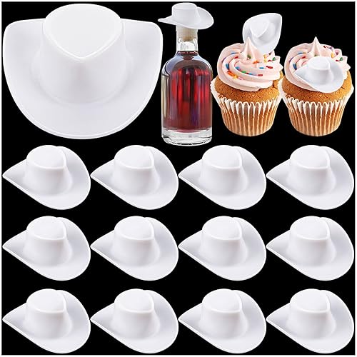 FFNIU 20 sombreros de vaquero occidental lindos sombreros de muñeca de plástico sombrero de vaquera en miniatura para decoración de casa de muñecas